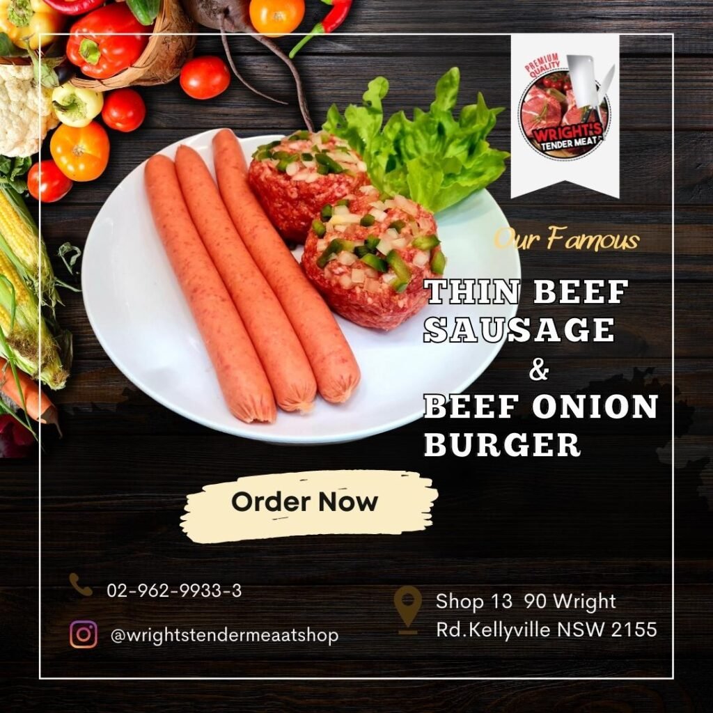 Thin Beef Sausage and Beef Onion Burger